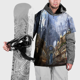 Накидка на куртку 3D с принтом Древний город , 100% полиэстер |  | 3d | арт | башни | древний город | светлые | стимпанк | шпили