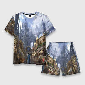 Мужской костюм с шортами 3D с принтом Древний город ,  |  | 3d | арт | башни | древний город | светлые | стимпанк | шпили