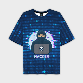 Мужская футболка oversize 3D с принтом Хакер иллюстрация в Новосибирске,  |  | Тематика изображения на принте: hacker | hacknet | взлом | виртуальность | кибер | киберпанк | программист | хакер