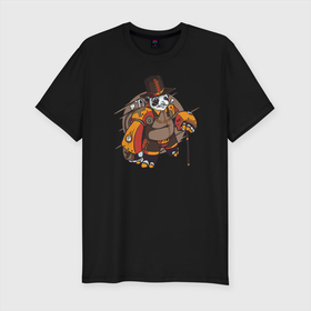 Мужская футболка премиум с принтом Стимпанк Панда в Санкт-Петербурге, 92% хлопок, 8% лайкра | приталенный силуэт, круглый вырез ворота, длина до линии бедра, короткий рукав | panda | steam | steampunk | панда | панды | робот | стим | стимпанк