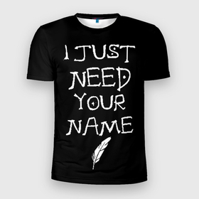 Мужская футболка 3D Slim с принтом Your name в Санкт-Петербурге, 100% полиэстер с улучшенными характеристиками | приталенный силуэт, круглая горловина, широкие плечи, сужается к линии бедра | anime | death note | аниме