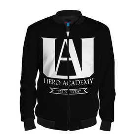 Мужской бомбер 3D с принтом UA HERO ACADEMY logo в Санкт-Петербурге, 100% полиэстер | застегивается на молнию, по бокам два кармана без застежек, по низу бомбера и на воротнике - эластичная резинка | anime | my hero academy | аниме | моя геройская академия