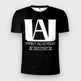 Мужская футболка 3D Slim с принтом UA HERO ACADEMY logo в Санкт-Петербурге, 100% полиэстер с улучшенными характеристиками | приталенный силуэт, круглая горловина, широкие плечи, сужается к линии бедра | anime | my hero academy | аниме | моя геройская академия