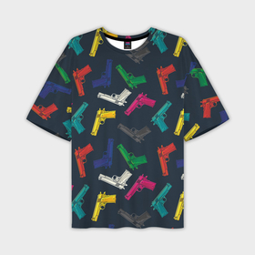 Мужская футболка oversize 3D с принтом Разноцветные пистолеты в Тюмени,  |  | Тематика изображения на принте: 