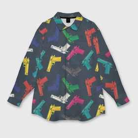 Мужская рубашка oversize 3D с принтом Разноцветные пистолеты в Тюмени,  |  | 