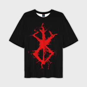Мужская футболка oversize 3D с принтом Berserk logo elements red ,  |  | Тематика изображения на принте: anime | anime berserk | berserk | knight | manga | аниме | аниме берсерк | берсерк | манга | рыцарь