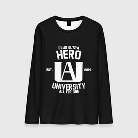 Мужской лонгслив 3D с принтом My Hero Academia белый лого в Екатеринбурге, 100% полиэстер | длинные рукава, круглый вырез горловины, полуприлегающий силуэт | all might | bakugou | boku no hero academia | heroes | katsuki | my hero academia | plus ultra | всемогущий | герои | моя геройская академия | плюс ультра