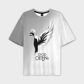 Мужская футболка oversize 3D с принтом Good Omens в Белгороде,  |  | Тематика изображения на принте: good | omens | sheen | tennant | азирафель | ангел | благие знамения | демон | кроули | падший | теннант | шин