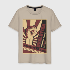 Мужская футболка хлопок с принтом Революция плакат СССР , 100% хлопок | прямой крой, круглый вырез горловины, длина до линии бедер, слегка спущенное плечо. | бюрократия | коммунизм | плакаты | революция | ретро | совок | социализм | ссср