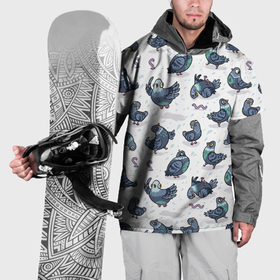 Накидка на куртку 3D с принтом Голуби в Кировске, 100% полиэстер |  | голуби | голубьнаташа | голубьсоциопат | пернатый | почтовый | птицы | червячок | черяки