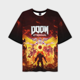 Мужская футболка oversize 3D с принтом Doom Eternal ,  |  | 2019 | bethesda | demon | doom | eternal | ethernal | game | games | logo | monster | runes | демон | дум | дуум | етернал | игра | игры | какодемон | кровь | лого | логотип | монстр | монстры | руны | символ | этернал
