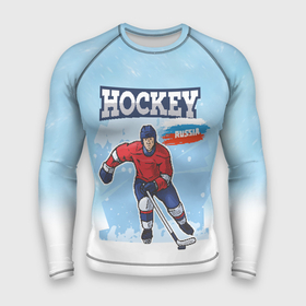 Мужской рашгард 3D с принтом Хоккей  Russia ,  |  | Тематика изображения на принте: hockey | russia | зима | зимние игры | клюшка | лед | россия | снег | спорт | спортсмен | хоккеист | хоккей | шайба