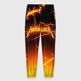 Мужские брюки 3D с принтом Metallica в Тюмени, 100% полиэстер | манжеты по низу, эластичный пояс регулируется шнурком, по бокам два кармана без застежек, внутренняя часть кармана из мелкой сетки | Тематика изображения на принте: metallica | металлика