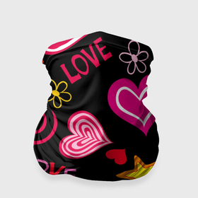Бандана-труба 3D с принтом Любовь на века в Белгороде, 100% полиэстер, ткань с особыми свойствами — Activecool | плотность 150‒180 г/м2; хорошо тянется, но сохраняет форму | влюбленные | любовь | надпись | сердца