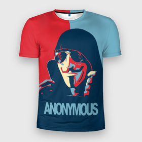 Мужская футболка 3D Slim с принтом Anonymous поп арт мем в Курске, 100% полиэстер с улучшенными характеристиками | приталенный силуэт, круглая горловина, широкие плечи, сужается к линии бедра | Тематика изображения на принте: 