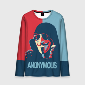 Мужской лонгслив 3D с принтом Anonymous поп арт мем в Белгороде, 100% полиэстер | длинные рукава, круглый вырез горловины, полуприлегающий силуэт | 