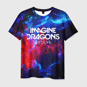 Мужская футболка 3D с принтом IMAGINE DRAGONS в Екатеринбурге, 100% полиэфир | прямой крой, круглый вырез горловины, длина до линии бедер | evolve | id | imagine dragons | драконы | ид
