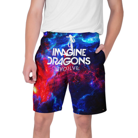 Мужские шорты 3D с принтом IMAGINE DRAGONS в Екатеринбурге,  полиэстер 100% | прямой крой, два кармана без застежек по бокам. Мягкая трикотажная резинка на поясе, внутри которой широкие завязки. Длина чуть выше колен | evolve | id | imagine dragons | драконы | ид