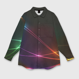 Мужская рубашка oversize 3D с принтом Неоновые Линии в Санкт-Петербурге,  |  | линии | неон | неоновые линии
