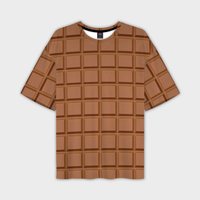 Мужская футболка oversize 3D с принтом Плитка Шоколада в Санкт-Петербурге,  |  | brown. | chocolate bar | food | еда | коричневый | плитка шоколада | шоколад | шоколадка