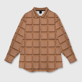 Мужская рубашка oversize 3D с принтом Плитка Шоколада в Санкт-Петербурге,  |  | brown. | chocolate bar | food | еда | коричневый | плитка шоколада | шоколад | шоколадка