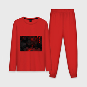 Мужская пижама с лонгсливом хлопок с принтом Красные абстрактные плиты ,  |  | 3d | 3д | абстракция | квадраты | неон | плитки | плиты | свет | свечение | текстура