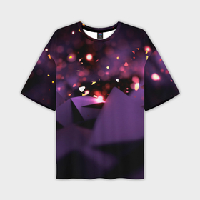 Мужская футболка oversize 3D с принтом Фиолетовая абстракция с блестками в Санкт-Петербурге,  |  | 