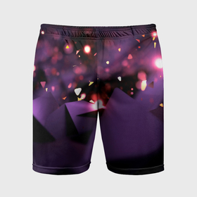 Мужские шорты спортивные с принтом Фиолетовая абстракция с блестками в Санкт-Петербурге,  |  | 