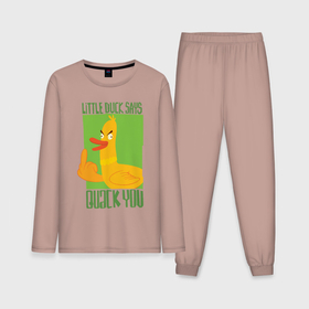 Мужская пижама с лонгсливом хлопок с принтом Quack you   утка в Белгороде,  |  | quck you | арт | злая утка | утенок | утка
