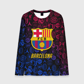 Мужской лонгслив 3D с принтом FC Barcelona Barca Барселона в Петрозаводске, 100% полиэстер | длинные рукава, круглый вырез горловины, полуприлегающий силуэт | barcelona | fc barca | барка | барселона