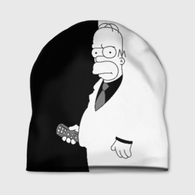 Шапка 3D с принтом Гомер Симпсон   в смокинге   black and white в Курске, 100% полиэстер | универсальный размер, печать по всей поверхности изделия | homer simpson | simpsons | гомер симпсон | симпсоны