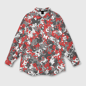 Мужская рубашка oversize 3D с принтом Камуфляж с буквами F.C.S.M в Новосибирске,  |  | fcsm | белый. | камуфляж | красный | милитари | москва | мясо | паттерн | спартак