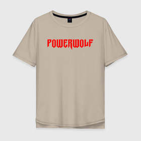 Мужская футболка хлопок Oversize с принтом POWERWOLF в Новосибирске, 100% хлопок | свободный крой, круглый ворот, “спинка” длиннее передней части | powerwolf | wolf