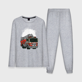 Мужская пижама с лонгсливом хлопок с принтом Пожарная Машина в Тюмени,  |  | огонь | пожар | пожарная | пожарная охрана | пожарник | пожарный