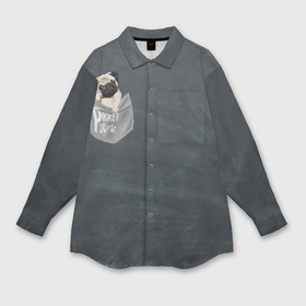 Мужская рубашка oversize 3D с принтом Карманный   мопс ,  |  | Тематика изображения на принте: pug | карман | карманный мопс | малыш | милый | мопс | пес | песик | собака | собачка