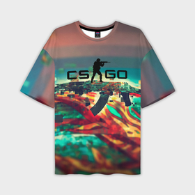 Мужская футболка oversize 3D с принтом CS GO  logo abstract в Курске,  |  | beast | counterstike | csgo | hyper | hyperbeast | m4a1s | steam | винтовка | контра | кс | ксго | шмотки