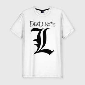 Мужская футболка хлопок Slim с принтом DEATH NOTE в Екатеринбурге, 92% хлопок, 8% лайкра | приталенный силуэт, круглый вырез ворота, длина до линии бедра, короткий рукав | death note | ryuk | риюк | рюк