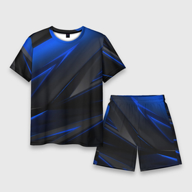 Мужской костюм с шортами 3D с принтом Blue and Black в Екатеринбурге,  |  | 3d | 3д | black | blue | texture | геометрия | красно синее | синий | текстуры | фигуры | черный