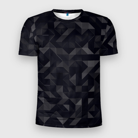 Мужская футболка 3D Slim с принтом Черный строгий стиль в Екатеринбурге, 100% полиэстер с улучшенными характеристиками | приталенный силуэт, круглая горловина, широкие плечи, сужается к линии бедра | 3d | 3д | black | texture | геометрия | текстуры | фигуры | черный