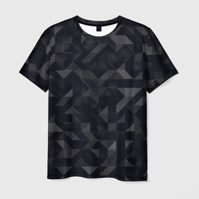 Мужская футболка 3D с принтом Черный строгий стиль , 100% полиэфир | прямой крой, круглый вырез горловины, длина до линии бедер | 3d | 3д | black | texture | геометрия | текстуры | фигуры | черный