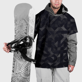 Накидка на куртку 3D с принтом Черный строгий стиль в Новосибирске, 100% полиэстер |  | 3d | 3д | black | texture | геометрия | текстуры | фигуры | черный