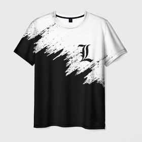 Мужская футболка 3D с принтом L letter line в Белгороде, 100% полиэфир | прямой крой, круглый вырез горловины, длина до линии бедер | death note | ryuk | риюк | рюк