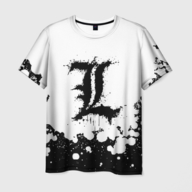 Мужская футболка 3D с принтом L letter snow в Белгороде, 100% полиэфир | прямой крой, круглый вырез горловины, длина до линии бедер | death note | ryuk | риюк | рюк