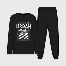 Мужская пижама с лонгсливом хлопок с принтом Black urban style в Санкт-Петербурге,  |  | black | urban | буквы | взгляд | глаза | лицо | минимализм | полосы | рваная | стиль | урбан | урбанистический