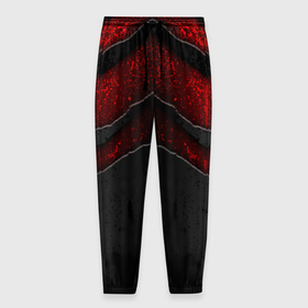 Мужские брюки 3D с принтом Black  Red Metal , 100% полиэстер | манжеты по низу, эластичный пояс регулируется шнурком, по бокам два кармана без застежек, внутренняя часть кармана из мелкой сетки | metal | texture | абстракция | камень | лава | метал | текстура | черная