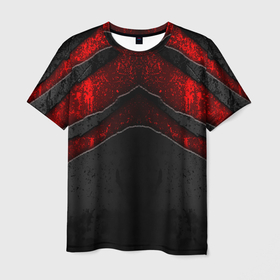 Мужская футболка 3D с принтом Black  Red Metal в Белгороде, 100% полиэфир | прямой крой, круглый вырез горловины, длина до линии бедер | metal | texture | абстракция | камень | лава | метал | текстура | черная