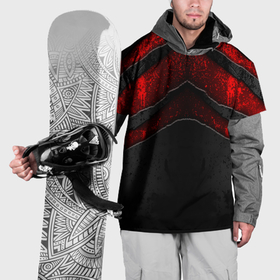 Накидка на куртку 3D с принтом Black  Red Metal в Тюмени, 100% полиэстер |  | metal | texture | абстракция | камень | лава | метал | текстура | черная