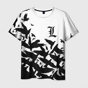 Мужская футболка 3D с принтом L letter bird в Белгороде, 100% полиэфир | прямой крой, круглый вырез горловины, длина до линии бедер | death note | ryuk | риюк | рюк