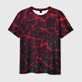 Мужская футболка 3D с принтом Молнии красные абстрактные в Тюмени, 100% полиэфир | прямой крой, круглый вырез горловины, длина до линии бедер | 