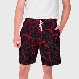 Мужские шорты 3D с принтом Молнии красные абстрактные в Белгороде,  полиэстер 100% | прямой крой, два кармана без застежек по бокам. Мягкая трикотажная резинка на поясе, внутри которой широкие завязки. Длина чуть выше колен | 